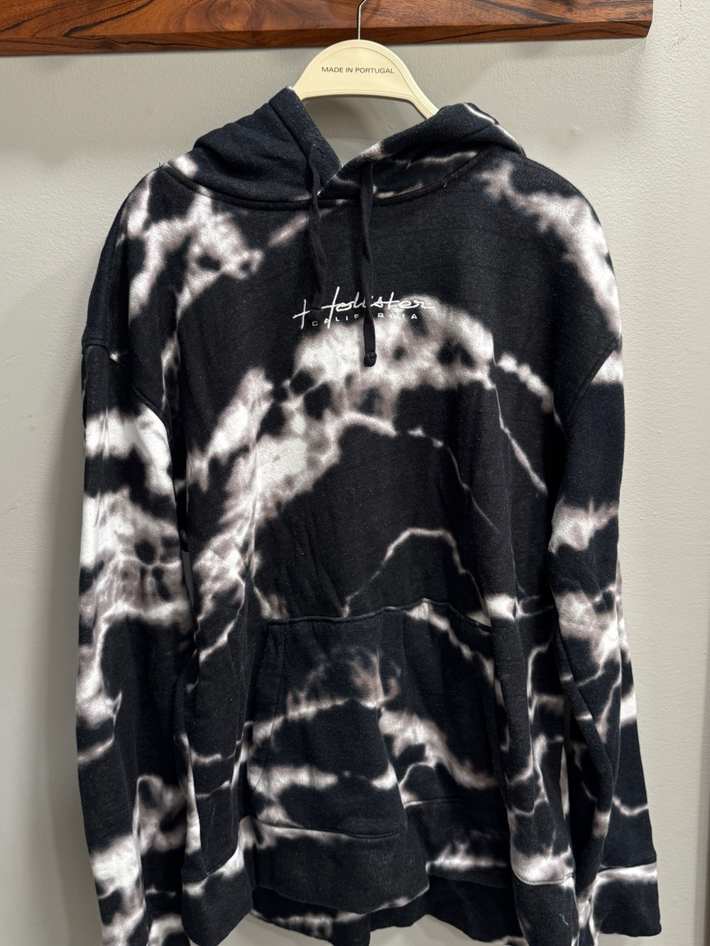 Hollister Black & White Tie-Dye Hooded Sweatshirt